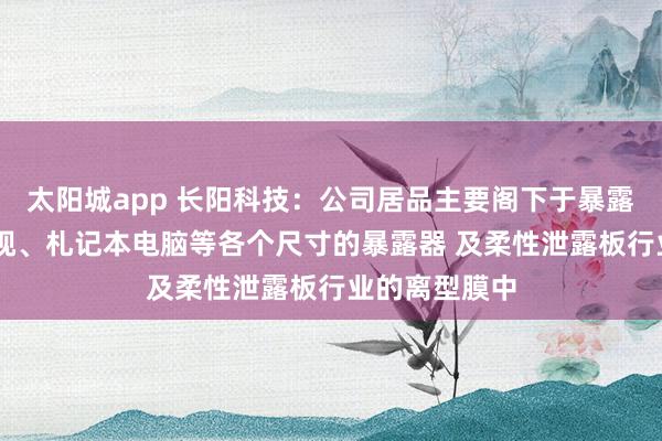 太阳城app 长阳科技：公司居品主要阁下于暴露限制 包括电视、札记本电脑等各个尺寸的暴露器 及柔性泄露板行业的离型膜中