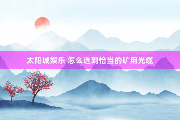 太阳城娱乐 怎么选到恰当的矿用光缆